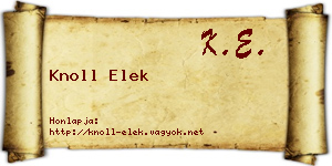 Knoll Elek névjegykártya