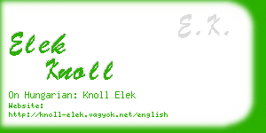 elek knoll business card